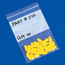 5 x 8" - 4 Mil Minigrip® White Block Reclosable Poly Bags w/ Hang Holes image