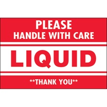 2 x 3" - "Please Handle With Care - Liquid - Thank You" Labels image