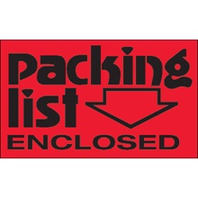 3 x 5" - "Packing List Enclosed" (Fluorescent Red) Labels image