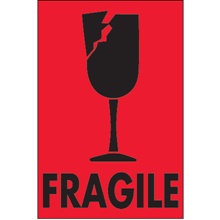 2 x 3" - "Fragile" (Fluorescent Red) Labels image