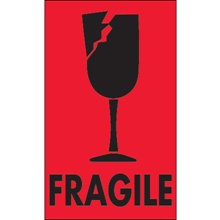 3 x 5" - "Fragile" (Fluorescent Red) Labels image