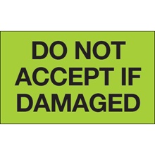 3 x 5" - "Do Not Accept If Damaged" (Fluorescent Green) Labels image