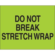 8 x 10" - "Do Not Break Stretch Wrap" (Fluorescent Green) Labels image