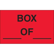 1 1/4 x 2" - "Box ___ Of ___" (Fluorescent Red) Labels image