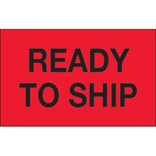 1 1/4 x 2" - "Ready To Ship" (Fluorescent Red) Labels image