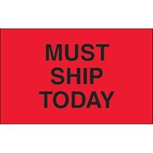 1 1/4 x 2" - "Must Ship Today" (Fluorescent Red) Labels image