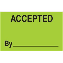 1 1/4 x 2" - "Accepted By" (Fluorescent Green) Labels image