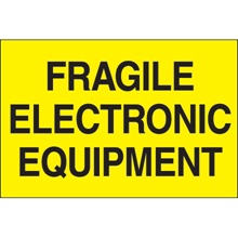 2 x 3" - "Fragile - Electronic Equipment" (Fluorescent Yellow) Labels image