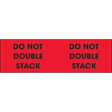 3 x 10" - "Do Not Double Stack" (Fluorescent Red) Labels image