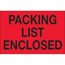 2" x 3" - "Packing List Enclosed" (Fluorescent Red) Labels image
