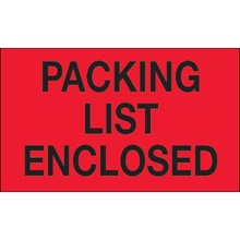 3 x 5" - "Packing List Enclosed" (Fluorescent Red) Labels image