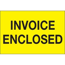 2 x 3" - "Invoice Enclosed" (Fluorescent Yellow) Labels image