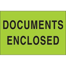 2 x 3" - "Documents Enclosed" (Fluorescent Green) Labels image