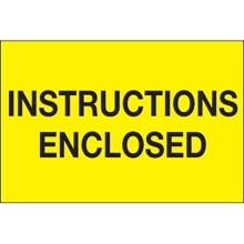 2 x 3" - "Instructions Enclosed" (Fluorescent Yellow) Labels image