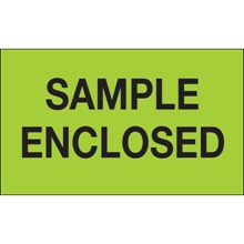 3 x 5" - "Sample Enclosed" (Fluorescent Green) Labels image