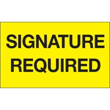 3 x 5" - "Signature Required" (Fluorescent Yellow) Labels image