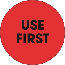 2" Circle - "Use First" Fluorescent Red Labels image