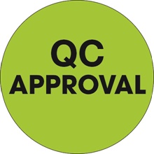2" Circle - "QC Approval" Fluorescent Green Labels image