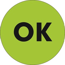 2" Circle - "OK" Fluorescent Green Labels image