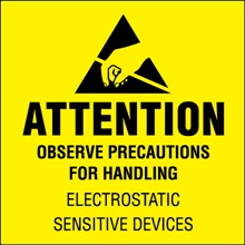 2 x 2" - "Attention - Observe Precautions" (Fluorescent Yellow) Labels image