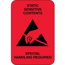 2 x 3" - "Static Sensitive Contents" (Fluorescent Red) Labels image