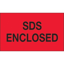 3 x 5" - "SDS Enclosed" (Fluorescent Red) Labels image