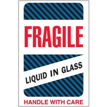 4 x 6" - "Fragile - Liquid in Glass" Labels image