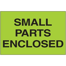 2 x 3" - "Small Parts Enclosed" (Fluorescent Green) Labels image