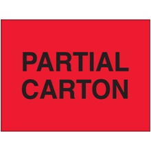 3 x 5" - "Partial Carton" (Fluorescent Red) Labels image