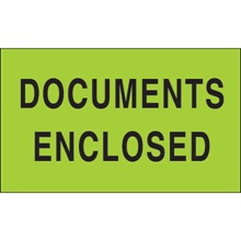 3 x 5" - "Documents Enclosed" (Fluorescent Green) Labels image