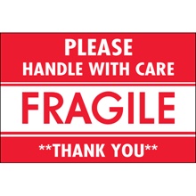 2 x 3" - "Fragile - Handle With Care" Labels image