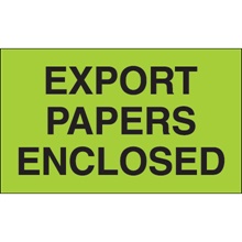 3 x 5" - "Export Papers Enclosed" (Fluorescent Green) Labels image