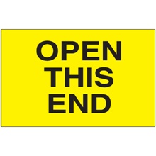 3 x 5" - "Open This End" (Fluorescent Yellow) Labels image