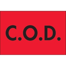 2 x 3" - "C.O.D." (Fluorescent Red) Labels image