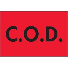 2 x 3" - "C.O.D." (Fluorescent Red) Labels image