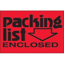 2 x 3" - "Packing List Enclosed" (Fluorescent Red) Labels image