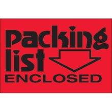 2 x 3" - "Packing List Enclosed" (Fluorescent Red) Labels image