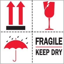 4 x 4" - "Fragile - Keep Dry" Labels image