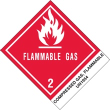 4 x 4 3/4" - "Compressed Gas, Flammable, N.O.S." Labels image