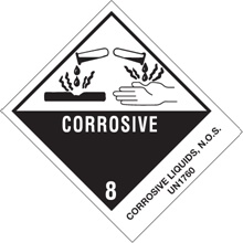 4 x 4 3/4" - "Corrosive Liquids, N.O.S." Labels image