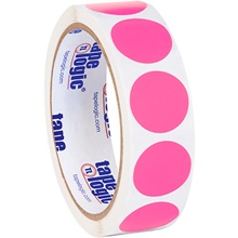 1" Fluorescent Pink Inventory Circle Labels image
