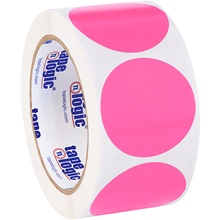 2" Fluorescent Pink Inventory Circle Labels image