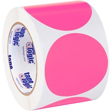 3" Fluorescent Pink Inventory Circle Labels image
