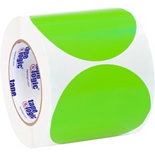 4" Fluorescent Green Inventory Circle Labels image