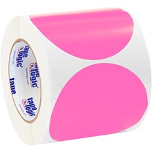 4" Fluorescent Pink Inventory Circle Labels image