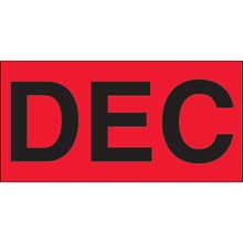 3 x 6" - "DEC" (Fluorescent Red) Months of the Year Labels image