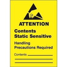 1 3/4 x 2 1/2" - "Contents Static Sensitive" Labels image