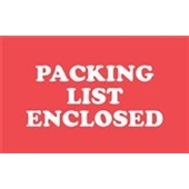#DL1110  2 x 3"  "PACKING  LIST ENCLOSED" Label image