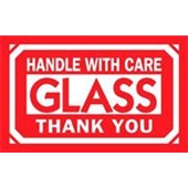 #DL1230  3 x 5"  Handle with Care Glass Thank You Label image
