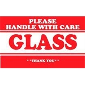 #DL1279  2 x 3"  Please Handle with Care Glass Thank You Label image